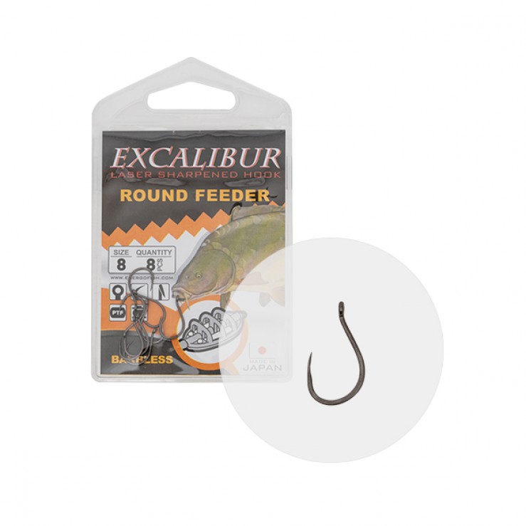 Excalibur Carp Round Feeder Barbless NR 10 Carlige